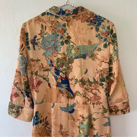 Zara Piped Floral Maxi Shirt Kimono Dress - Picture 15 of 16